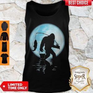 Premium Bigfoot Go Fishing On The Moon Tank Top