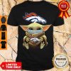 Top Baby Yoda Face Mask Denver Broncos Tee Shirt