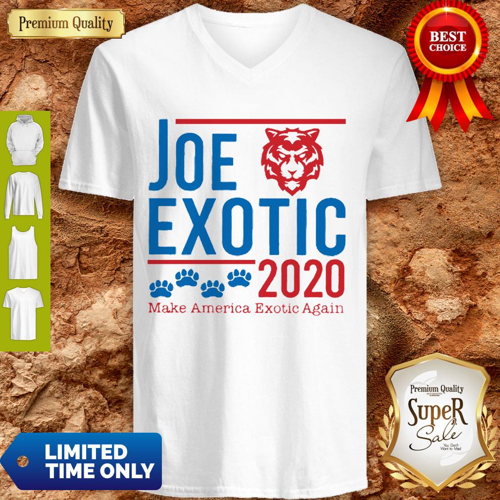 Top Joe Exotic 2020 Make America Exotic Again Tiger King V-neck Top Joe Exotic 2020 Make America Exotic Again Tiger King V-neck