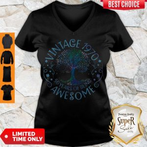 Pretty Vintage 1970 50 Years Of Being Awesome V-neck