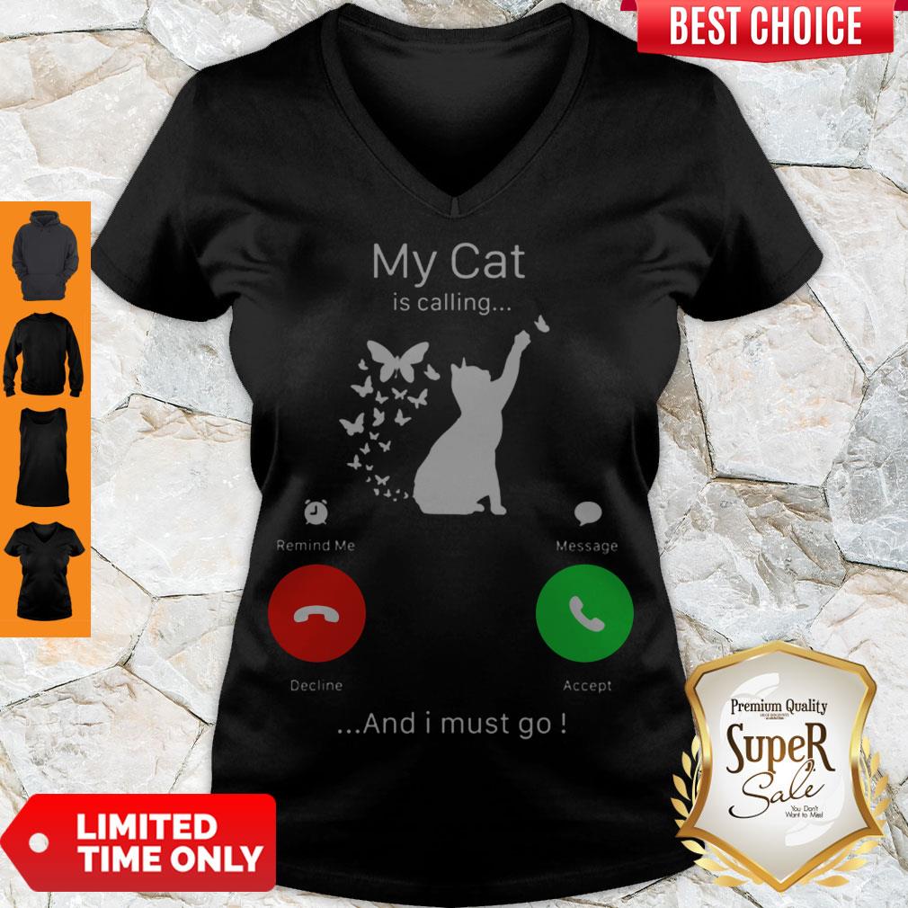 Perfect My Cat Is Calling Decline Accept And I Must Go V-neck Perfect My Cat Is Calling Decline Accept And I Must Go V-neck