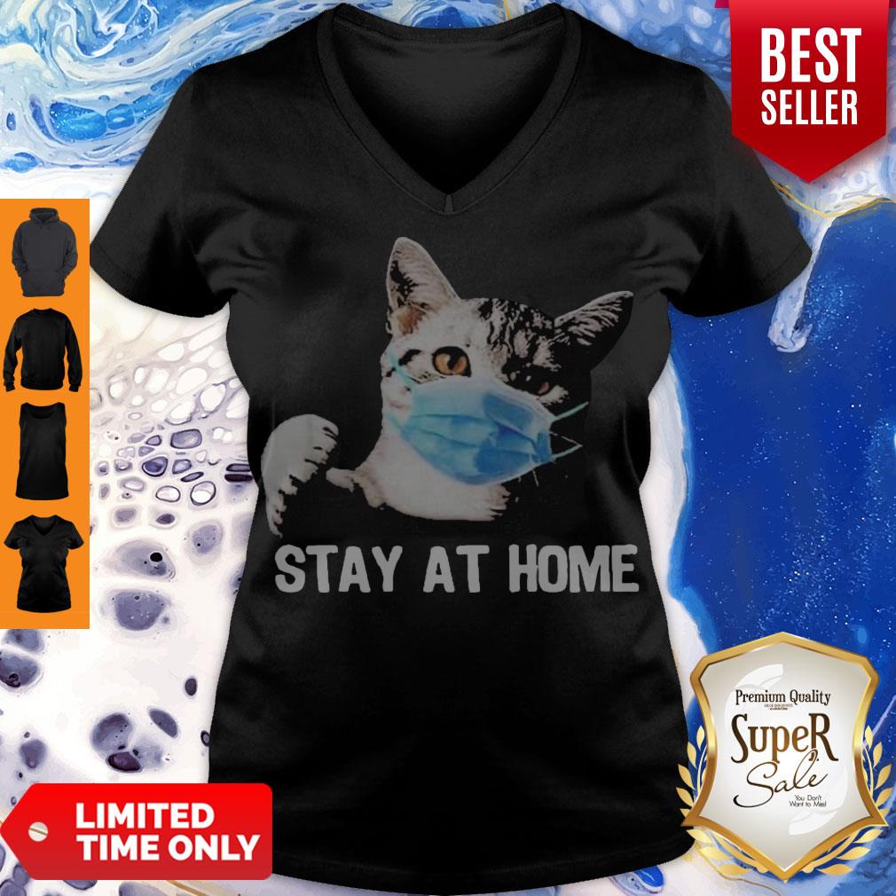 Premium Cat Mask Stay At Home V-neck Premium Cat Mask Stay At Home V-neck