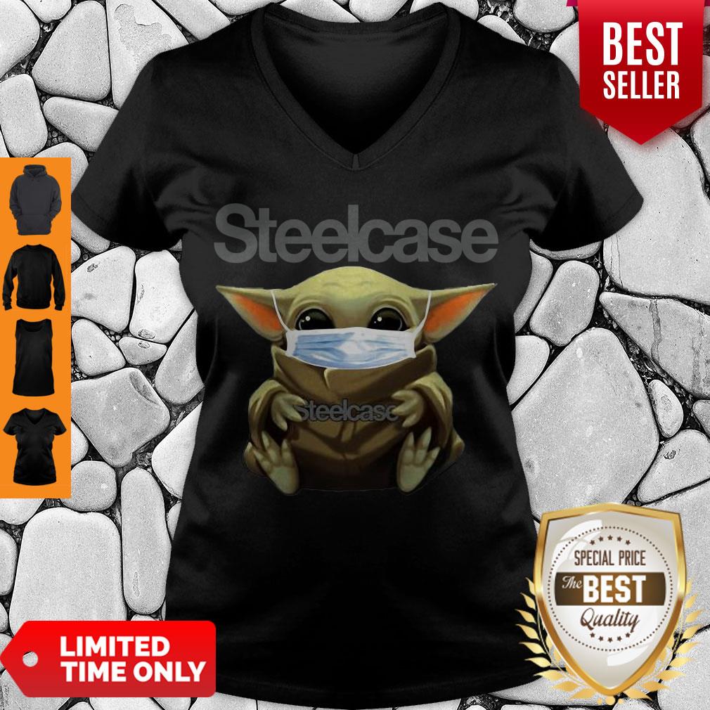 Top Baby Yoda Mask Steelcase Coronavirus V-neck Top Baby Yoda Mask Steelcase Coronavirus V-neck