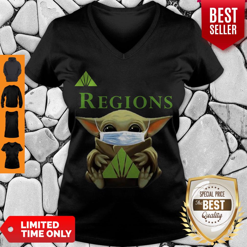 Premium Baby Yoda Mask Regions Coronavirus V-neck Premium Baby Yoda Mask Regions Coronavirus V-neck