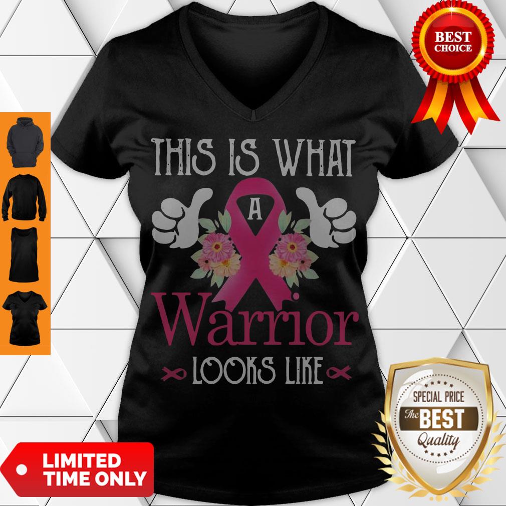 Premium This Is What Warrior Looks Like Breast Cancer Flower V-neck Premium This Is What Warrior Looks Like Breast Cancer Flower V-neck