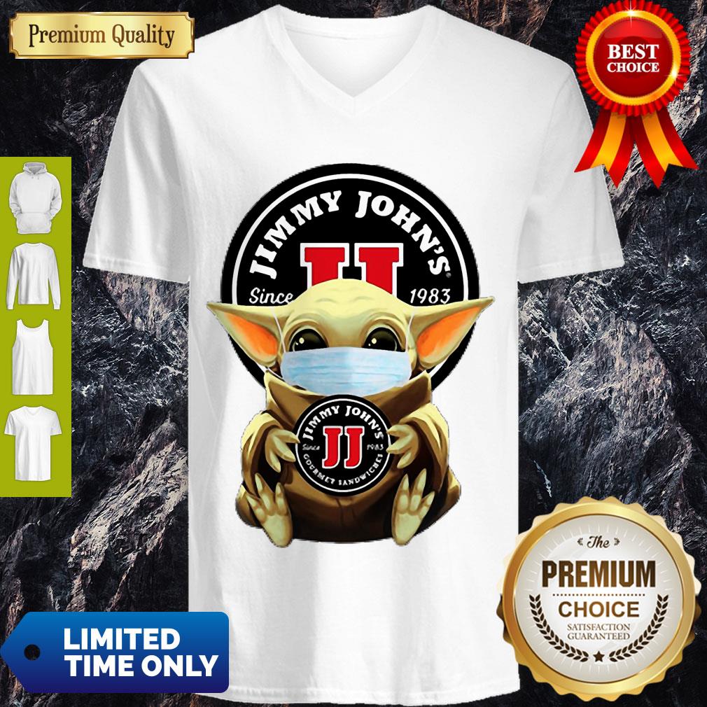 Premium Star Wars Baby Yoda Face Mask Hug Jimmy Johns V-neck Premium Star Wars Baby Yoda Face Mask Hug Jimmy Johns V-neck