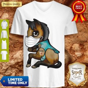 Funny Horse Mask Nurse Tattoos Coronavirus V-neck