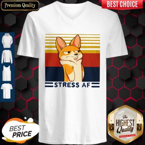 Corgi Dog Stress Af Vintage V-neck
