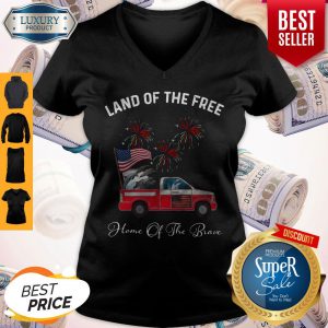 Dolphin Land Of The Free Home Of The Brave Car American Flag Veteran Independence Day V-neck