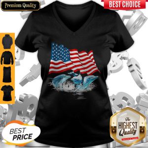 Dolphins American Flag Independence Day V-neck