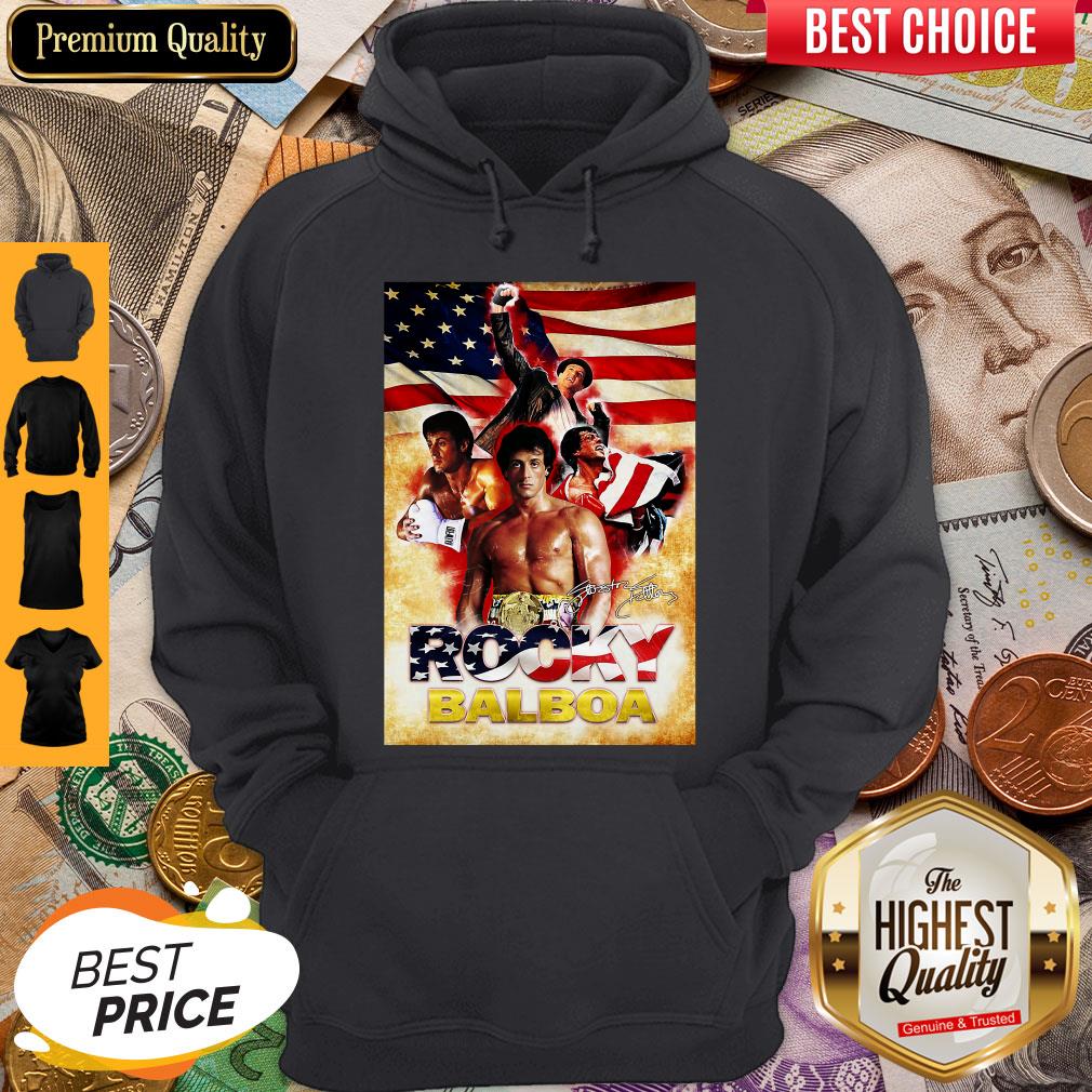 Rocky Balboa American Flag Independence Day Signatures Hoodie Rocky Balboa American Flag Independence Day Signatures Hoodie