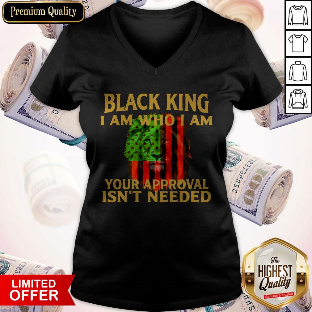 Black King I Am Who I Am Your Approval Isn’t Needed Lion Flag V-neck Black King I Am Who I Am Your Approval Isn’t Needed Lion Flag V-neck