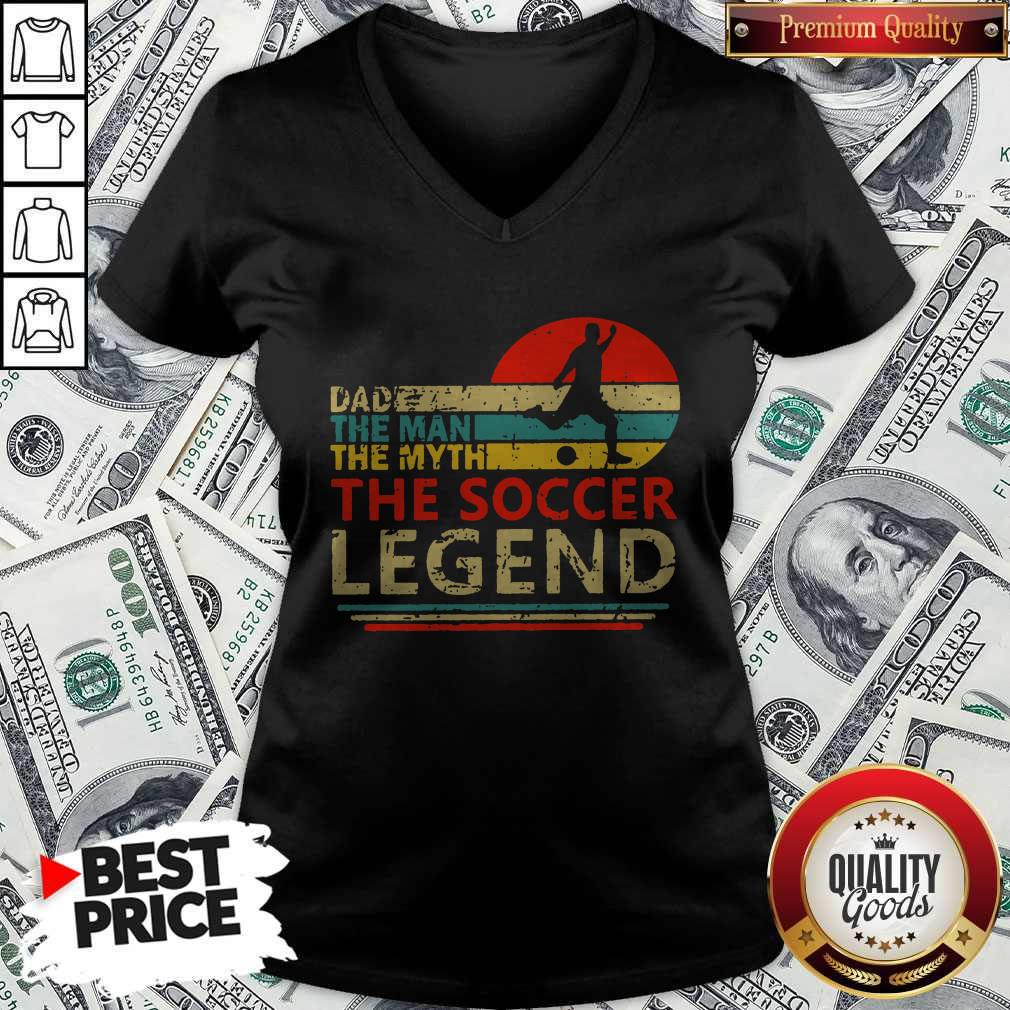 Dad The Man The Myth The Soccer Legend Vintage V-neck Dad The Man The Myth The Soccer Legend Vintage V-neck