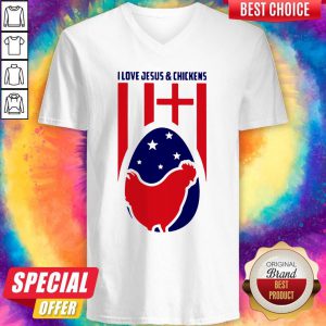 I Love Jesus And Chickens Farmer V-neck