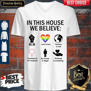 In This House We Believe BLM Love Is Love Science Is Real V-neck