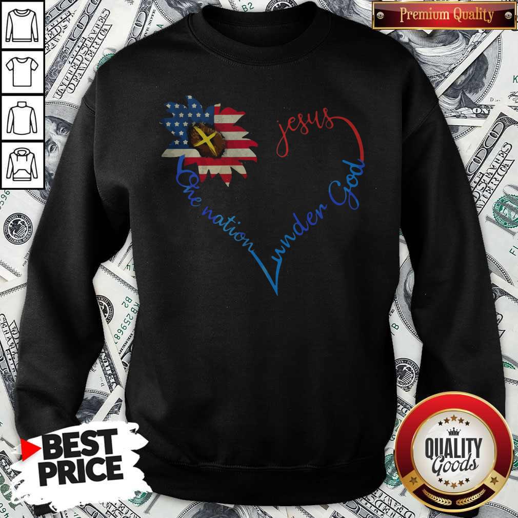Independence Day Heart Sunflower America One Nation Under God Jesus Sweatshirt Independence Day Heart Sunflower America One Nation Under God Jesus Sweatshirt