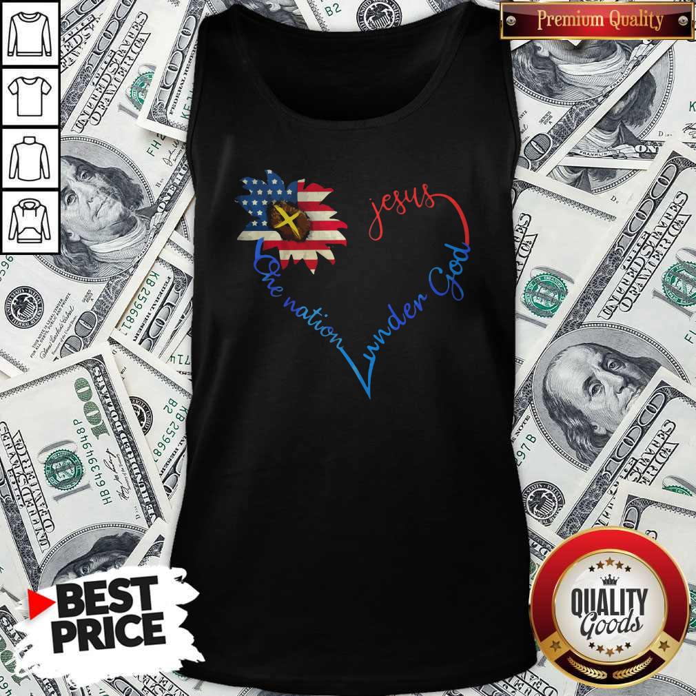 Independence Day Heart Sunflower America One Nation Under God Jesus Tank Top Independence Day Heart Sunflower America One Nation Under God Jesus Tank Top