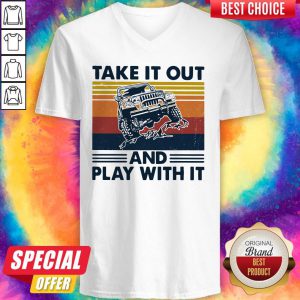 Jeep Take It Out And Play With It Vintage Retro V-neck