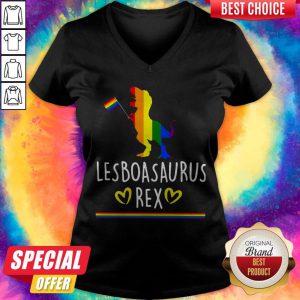 LGBT T-rex Dinosaur Lesboasaurus Rex V-neck