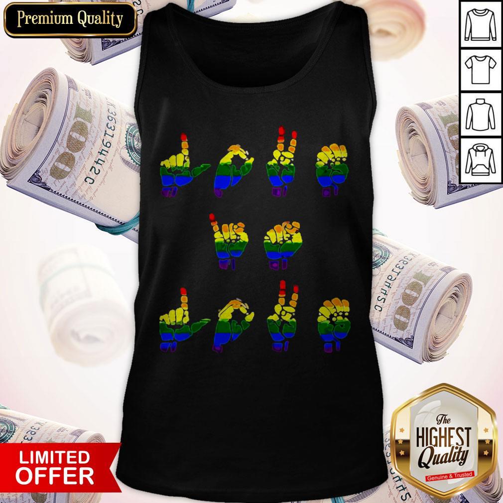 Love Is Love LGBT Sign Language T-Tank Top Love Is Love LGBT Sign Language T-Tank Top