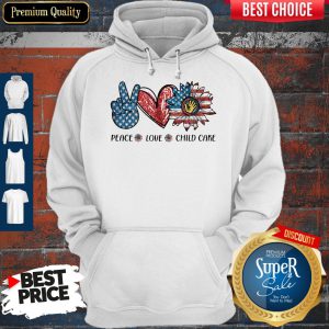 Peace Love Child Care Sunflower American Flag Hoodie