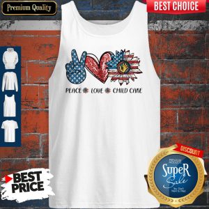 Peace Love Child Care Sunflower American Flag Tank Top