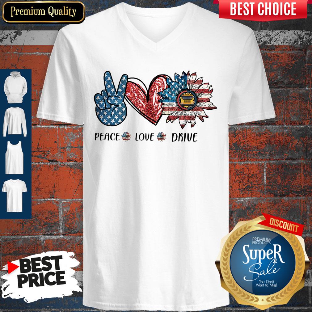 Peace Love Drive Sunflower American Flag V-neck Peace Love Drive Sunflower American Flag V-neck