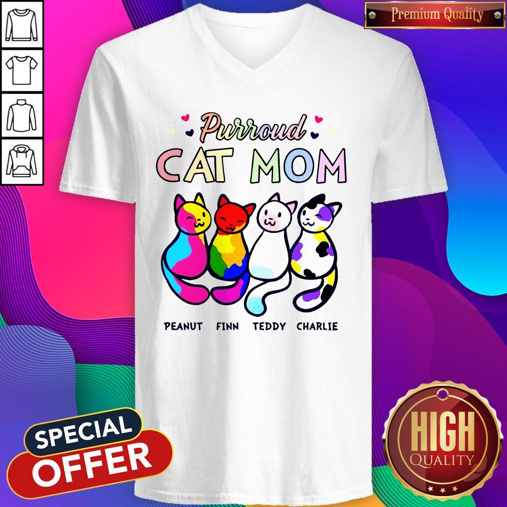 Purroud Cat Mom Peanut Finn Teddy Charlie V-neck Purroud Cat Mom Peanut Finn Teddy Charlie V-neck