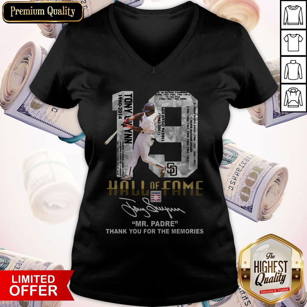 19 Hall Of Fame Mr Padre Thank You For The Memories Signature V-neck 19 Hall Of Fame Mr Padre Thank You For The Memories Signature V-neck