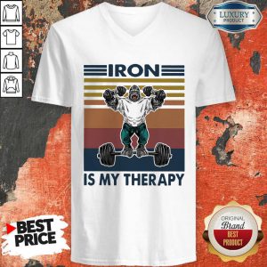 Awesome Gorilla Iron Is My Therapy Fitness Vintage V-neck