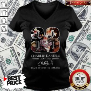 Nice Charlie Daniels 1936 2020 Thank You For The Memories Signaturer V-neck