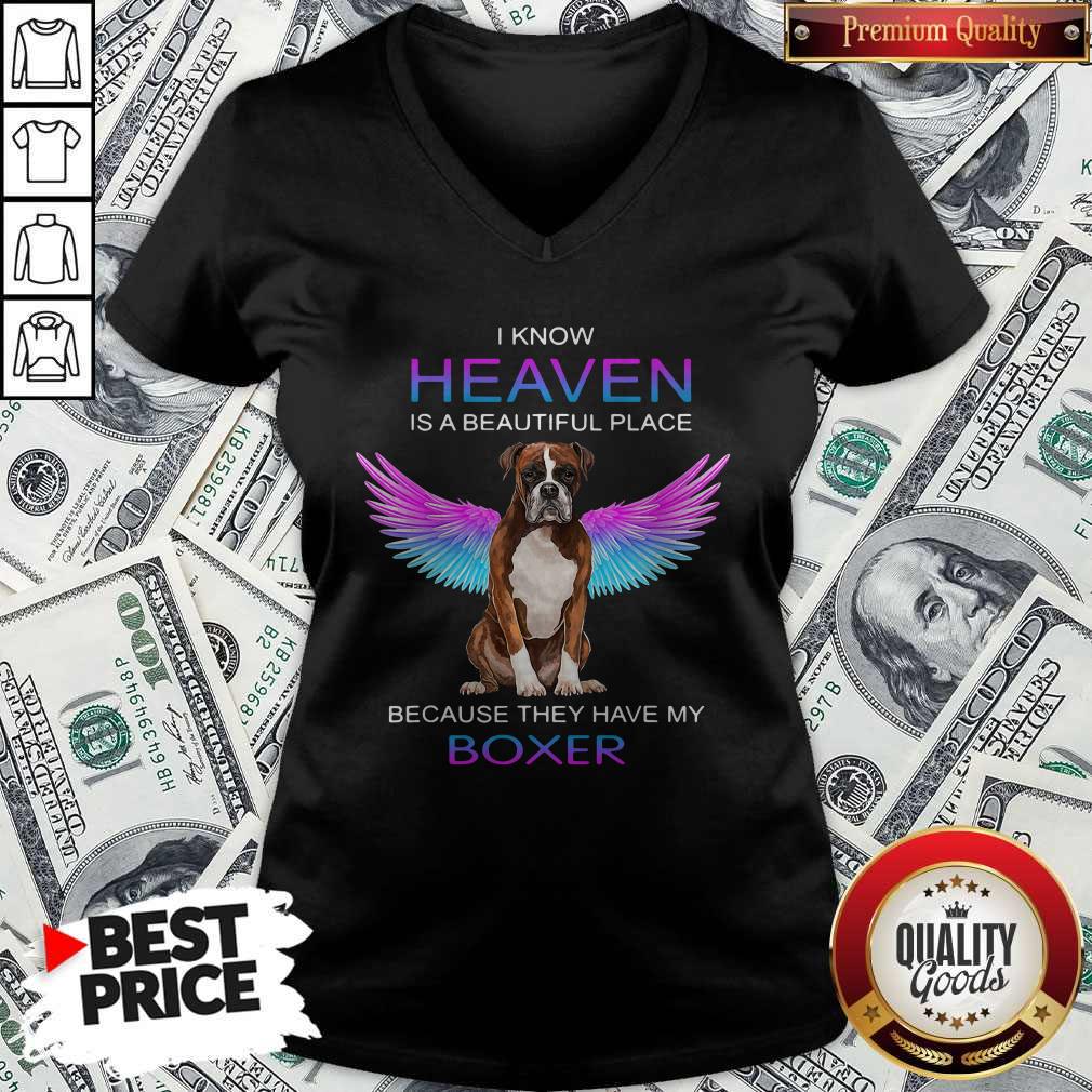 Nice I Know Heaven Is A Beautiful Place Because They Have My Boxer V-neck Nice I Know Heaven Is A Beautiful Place Because They Have My Boxer V-neck