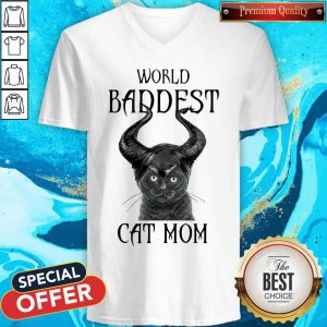 Official Maleficent Cat World Baddest Cat Mom V-neck