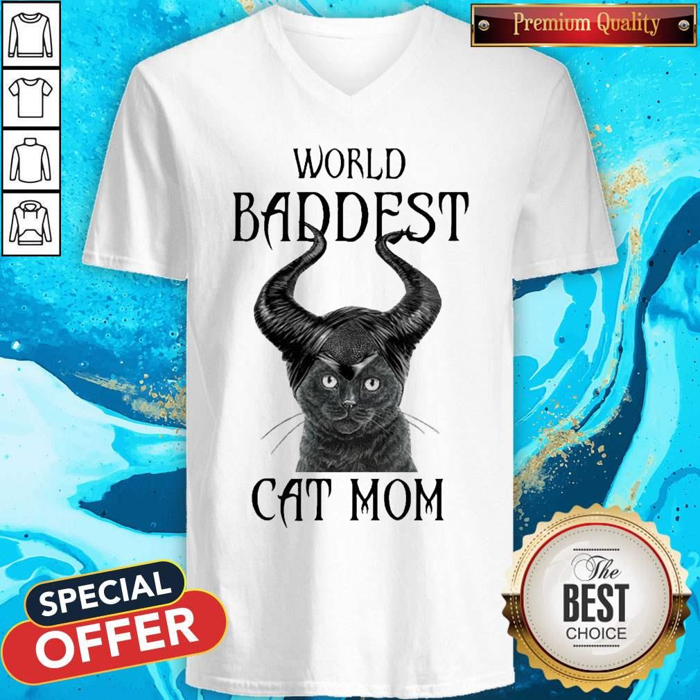Official Maleficent Cat World Baddest Cat Mom V-neck Official Maleficent Cat World Baddest Cat Mom V-neck