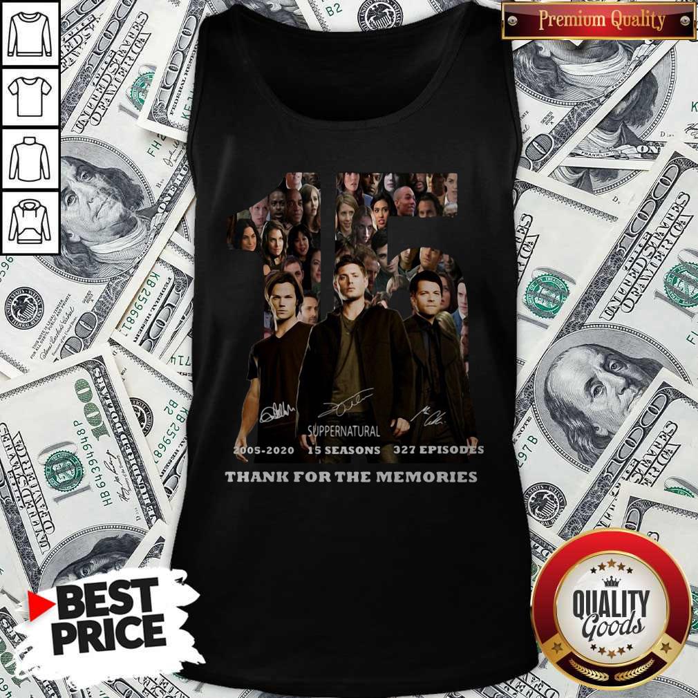 Top 15 Supernatural 2005 2020 15 Seasons 327 Episodes Thank For The Memories Tank Top Top 15 Supernatural 2005 2020 15 Seasons 327 Episodes Thank For The Memories Tank Top