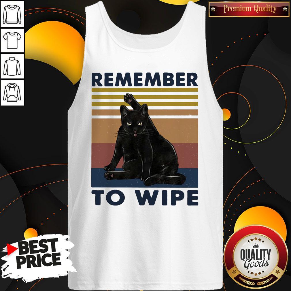 Attractive Black Cat Remember To Wipe Vintage Retro Tank Top