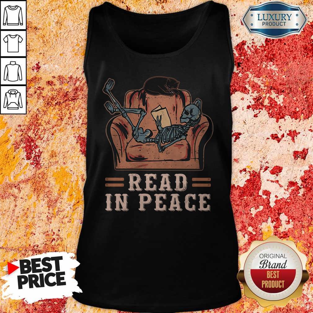 Excellent Skeleton Reading Book Read In Peace Halloween Tank Top