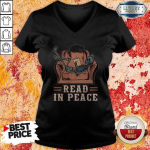 Excellent Skeleton Reading Book Read In Peace Halloween V-neck