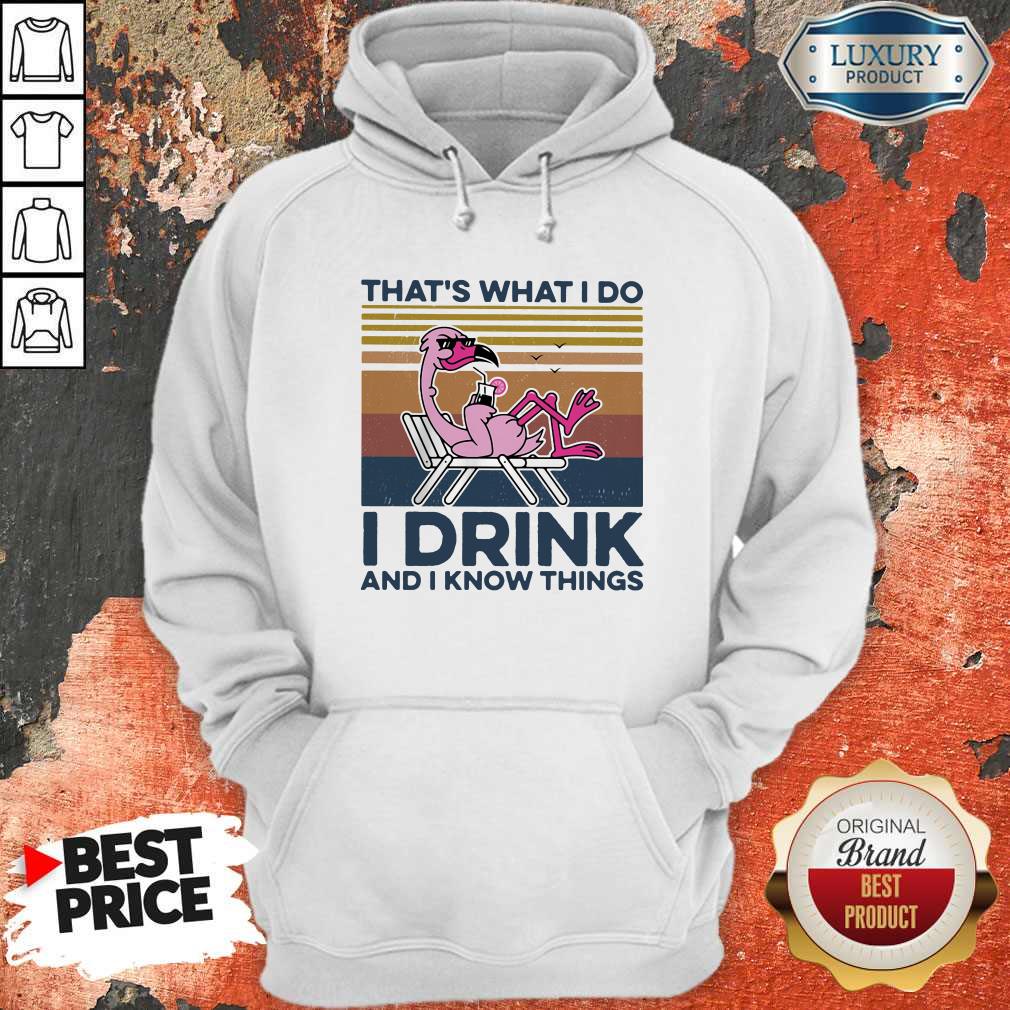 Great Thats What I Do I Drink And I Know Things Flamingo Vintage Retro Hoodie