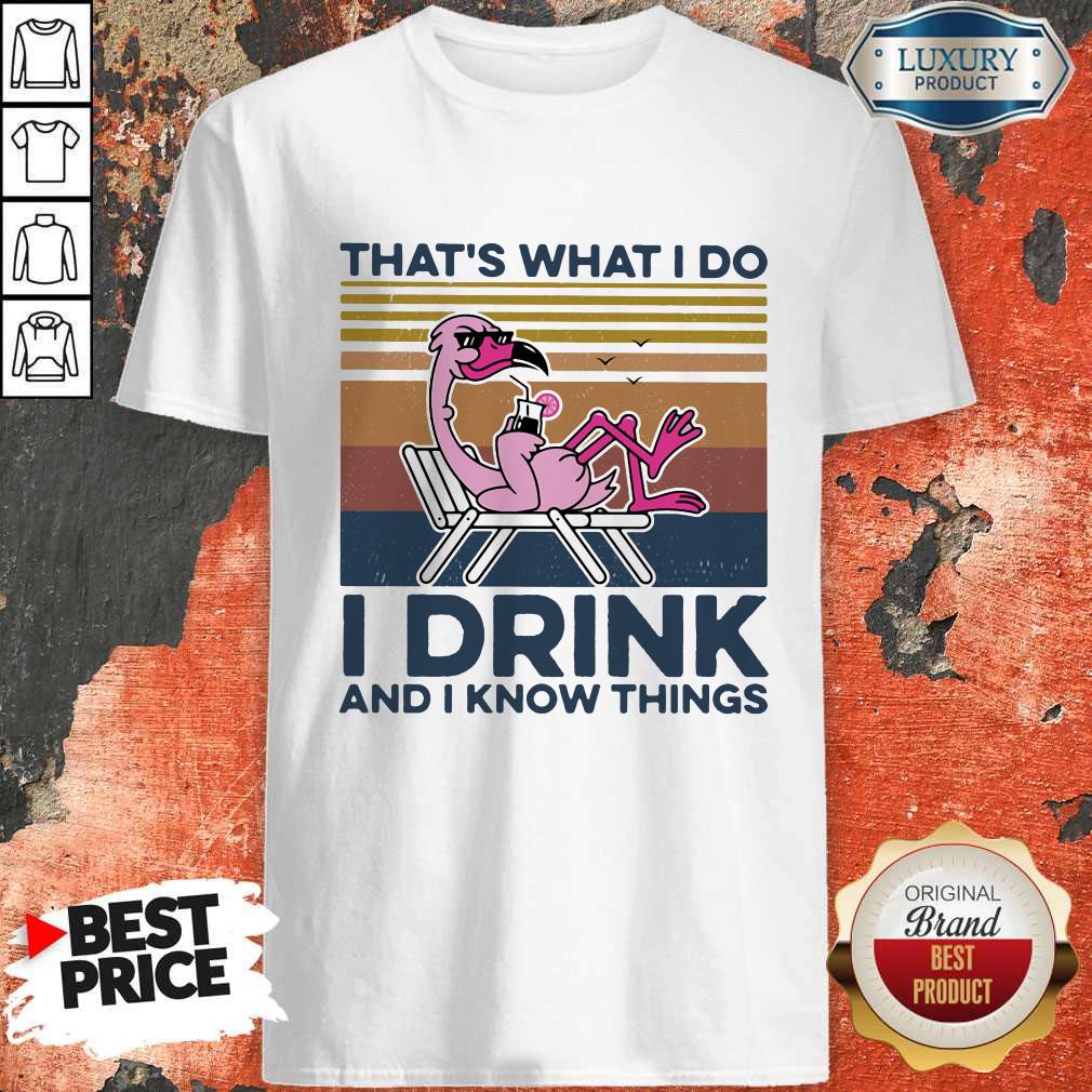 Great Thats What I Do I Drink And I Know Things Flamingo Vintage Retro Shirt