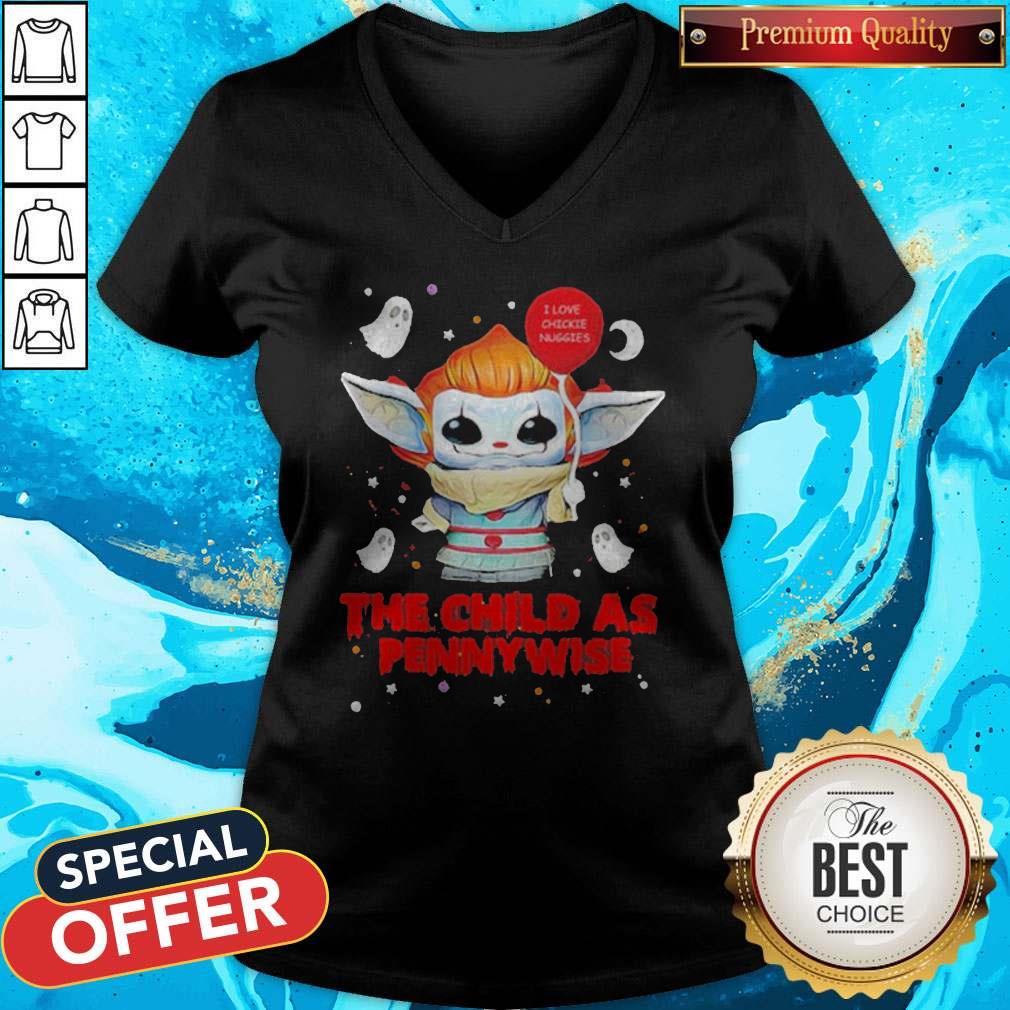 Happy Baby Yoda Balloon The Child As Pennywise Halloween V-neck