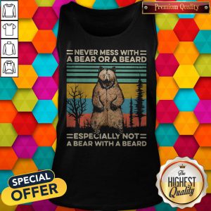 Never Mess With A Bear Or A Beard Especially Not A Bear With A Beard Vintage Retro Tank Top