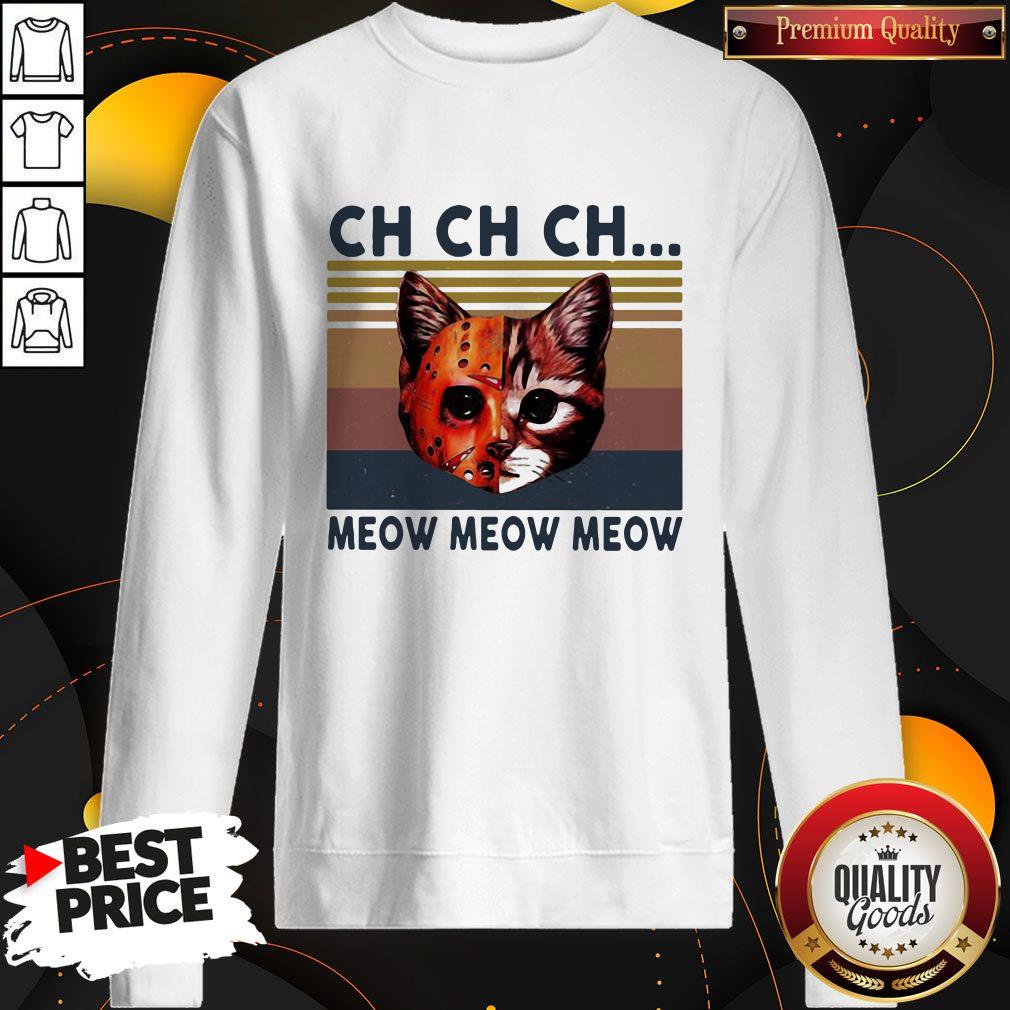 Premium Jason Voorhees Cat Ch Ch Ch Meow Meow Meow Vintage Retro Sweatshirt