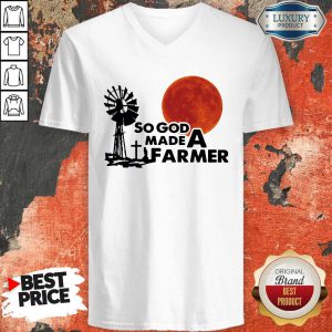 Premium So God Made A Farmer Sunset V-neck