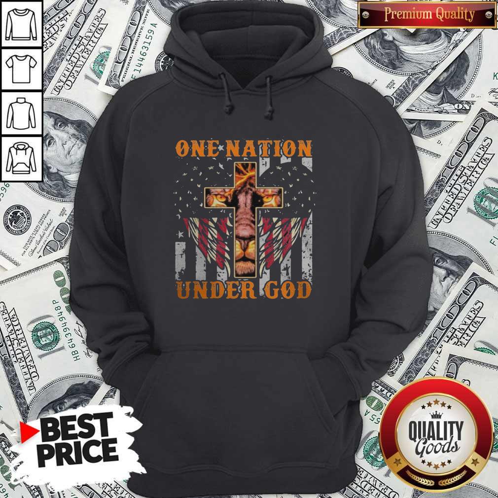 Pretty Lion King One Nation Under God American Flag Independence Day Hoodie