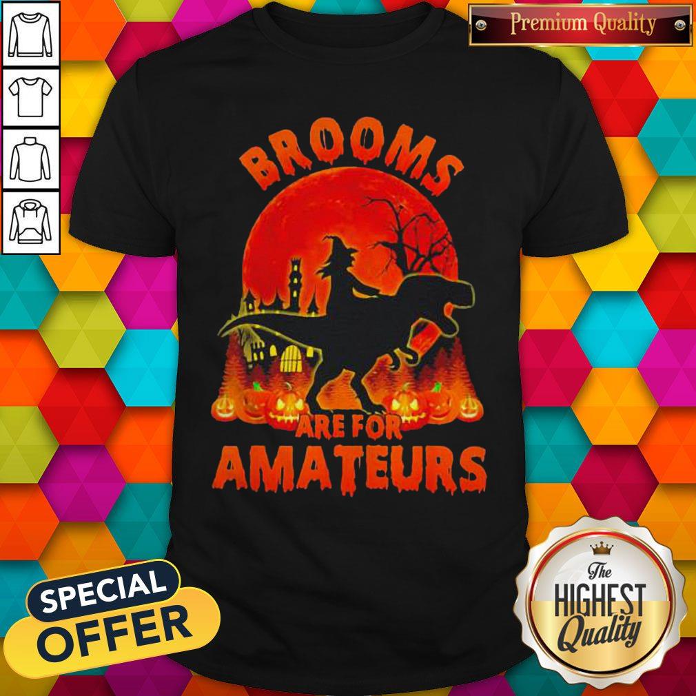 Pro Witch Riding Dinosaurs Brooms Are For Amateurs Halloween Shirt