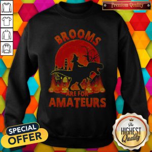 Pro Witch Riding Dinosaurs Brooms Are For Amateurs Halloween Sweatshirt