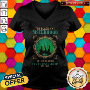 Pro Witchs Halloween The Black Hat Sisterhood An Enchanting Fly By Night Group Est 1692 V-neck