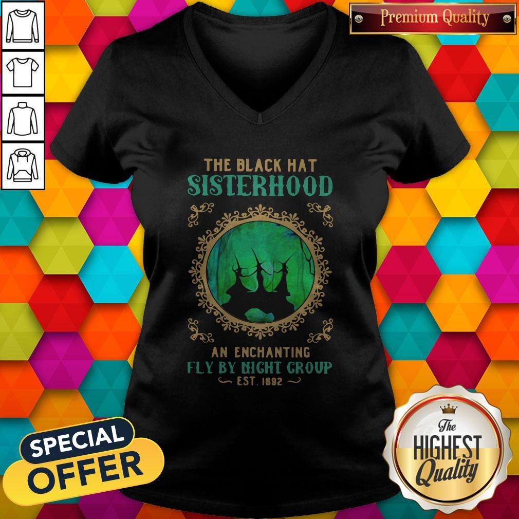 Pro Witchs Halloween The Black Hat Sisterhood An Enchanting Fly By Night Group Est 1692 V-neck