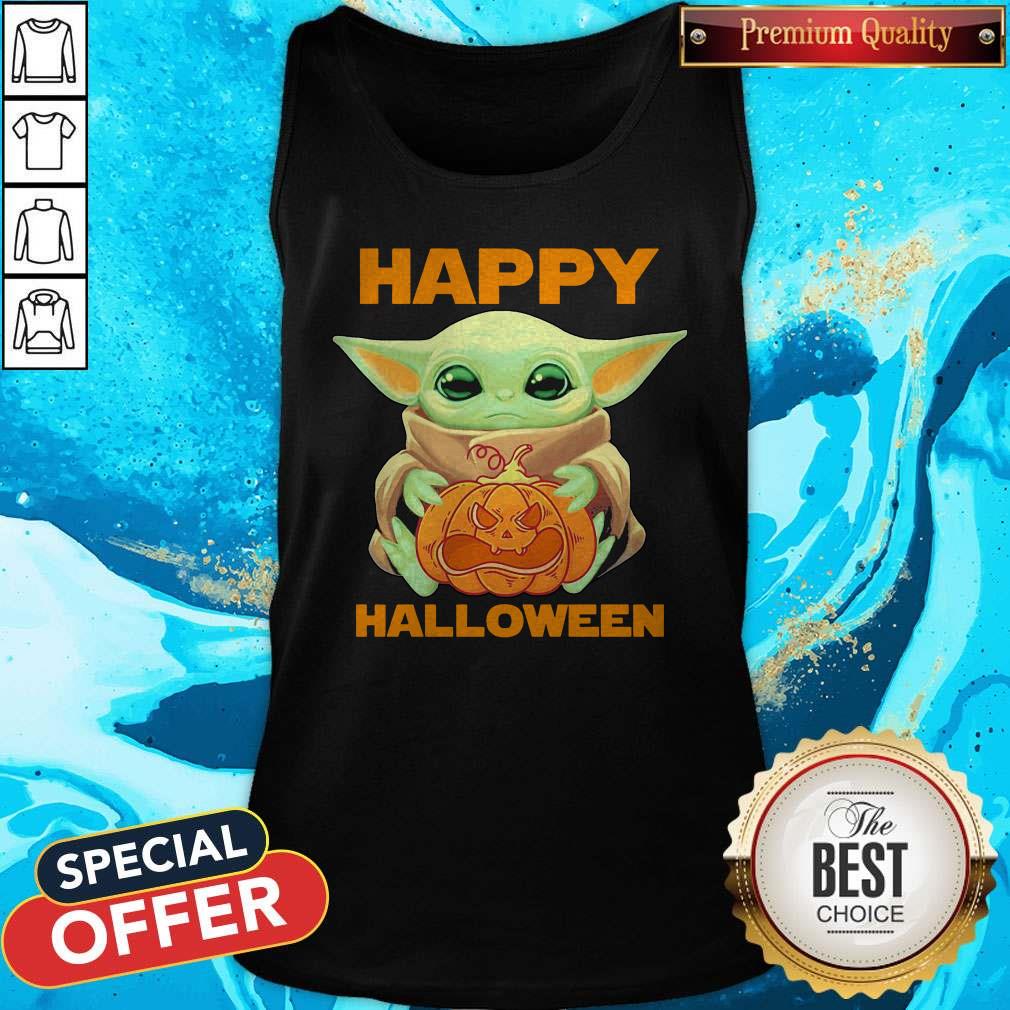 Super Nice Baby Yoda Hug Pumpkin Happy Halloween Tank Top